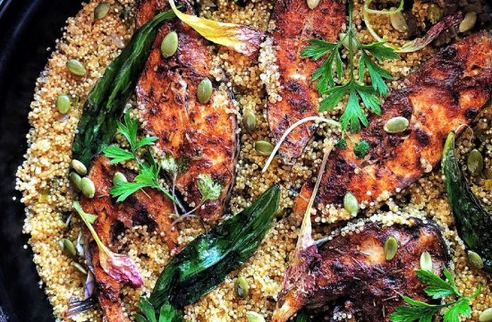 Posta de Tilápia Cozida na Quinoa
